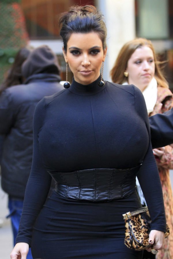 kim kardashian expanded breasts in the public