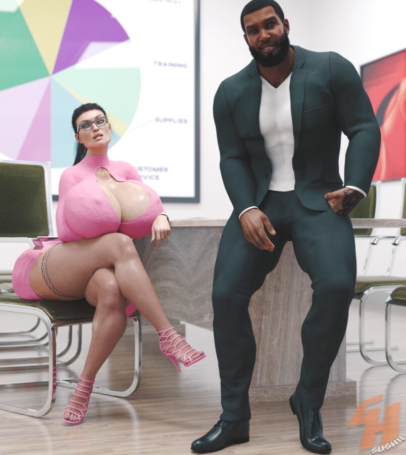 Interracial 3d porn comic featuring big ass tits in business