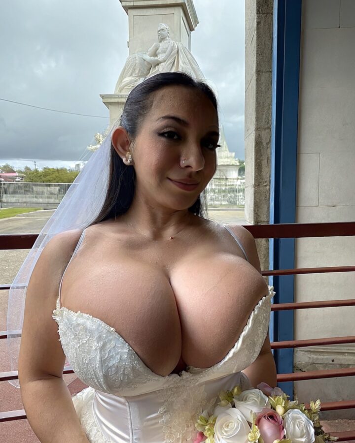 Hot busty bride with massive boobs