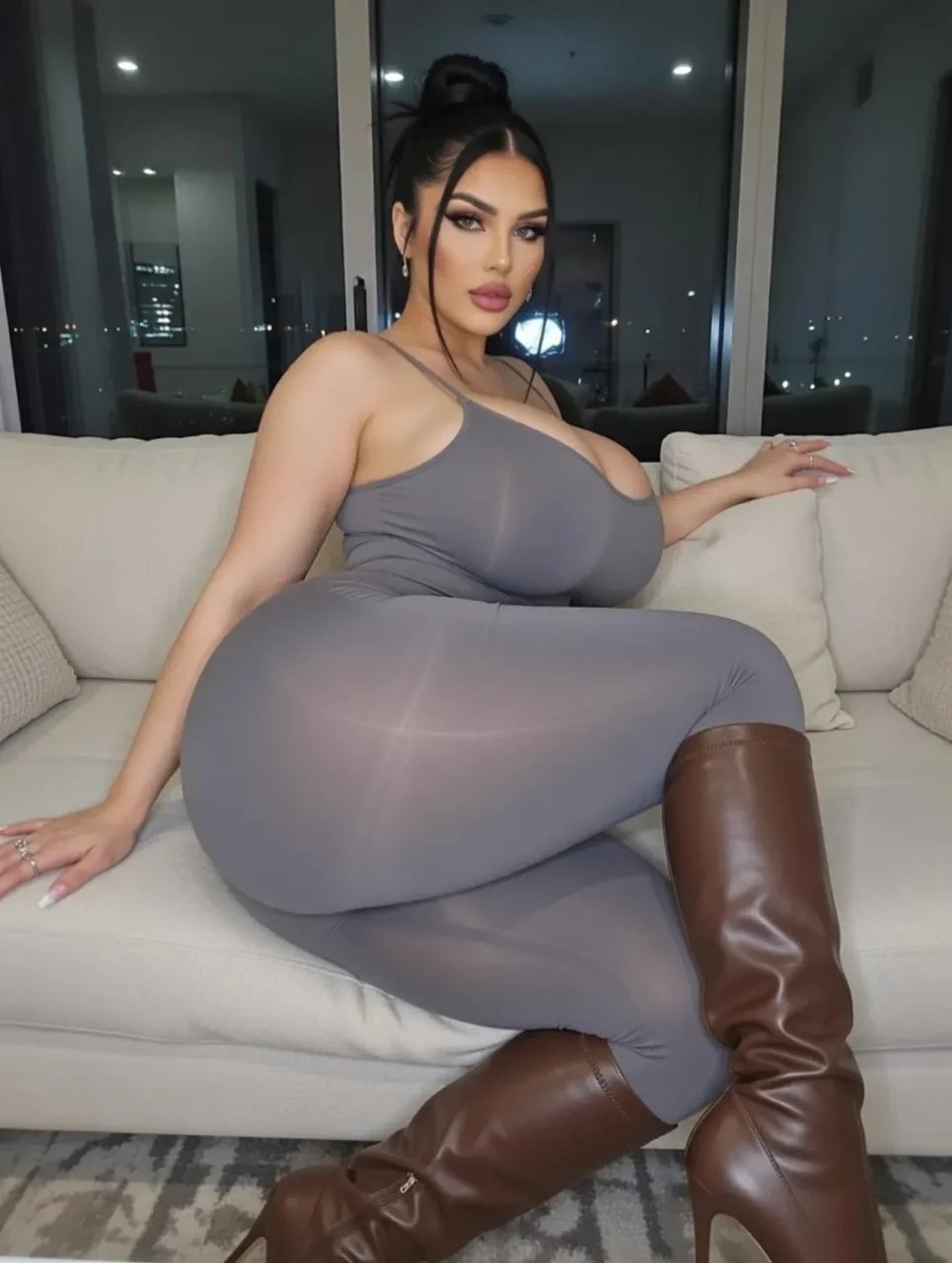 Perfect big booty latina exposing her curvy thick body and boobs for Insta fans